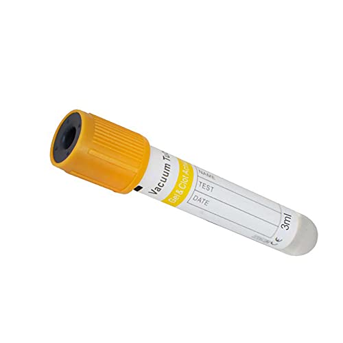 Vacuum Blood Collection Tubes 100pcs 3mL Glass Blood Vacutainer Laboratory Tubes Centrifuge Tube with Yellow Top, 12 x 75mm (Yellow)