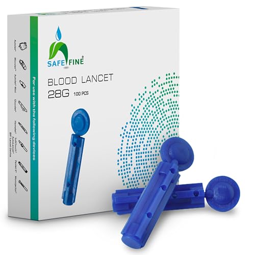 SafeFine Blood Lancets Sterile Compatible with Most Lancing Devices 28G 3mm 100 pcs/box