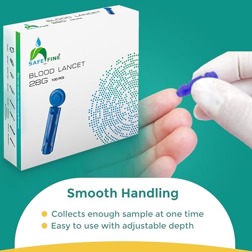 SafeFine Blood Lancets Sterile Compatible with Most Lancing Devices 28G 3mm 100 pcs/box