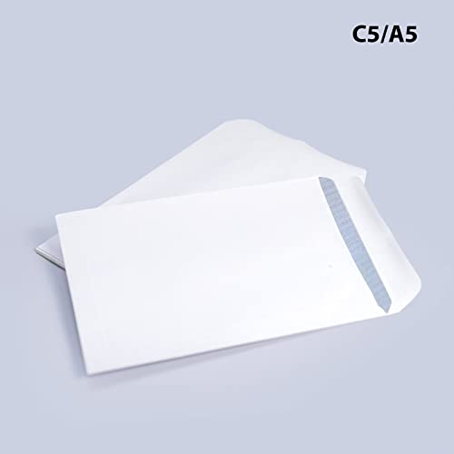 White Self-Seal Pocket Envelopes A5 / C5  229 x 162 mm 90 GSM (Pack of 50)