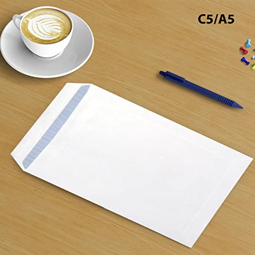 White Self-Seal Pocket Envelopes A5 / C5  229 x 162 mm 90 GSM (Pack of 50)