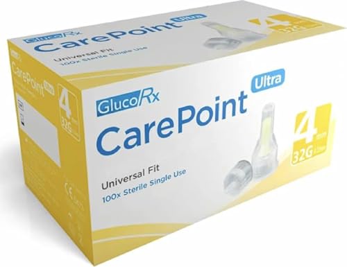 GlucoRX Sterile Tips, CarePoint Ultra Universal Fit  4/32g, 100 pieces per box