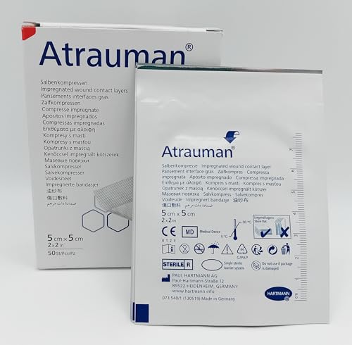 Atrauman Wound Contact Layer Impregnated Pack of 10 Non-Adherent, Soothing Wound Dressing for Sensitive Skin (5cm x 5cm)