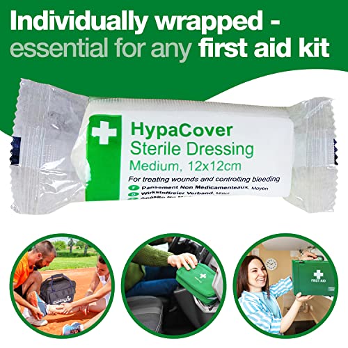 HypaCover Sterile Dressing Bandage Safety First Aid Group - White, Medium 12 x 12 cm (Pack of 6)