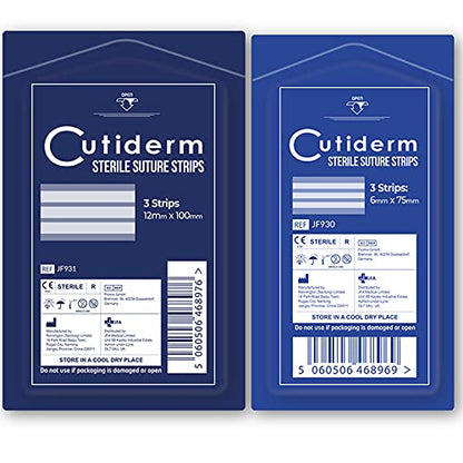 Cutiderm Sterile Skin Wound Closure Suture Strips, 4 Sizes - 150 Strips