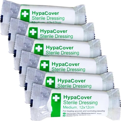 HypaCover Sterile Dressing Bandage Safety First Aid Group - White, Medium 12 x 12 cm (Pack of 6)