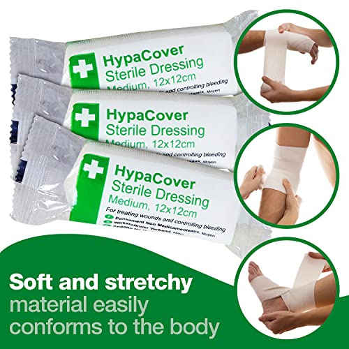 HypaCover Sterile Dressing Bandage Safety First Aid Group - White, Medium 12 x 12 cm (Pack of 6)