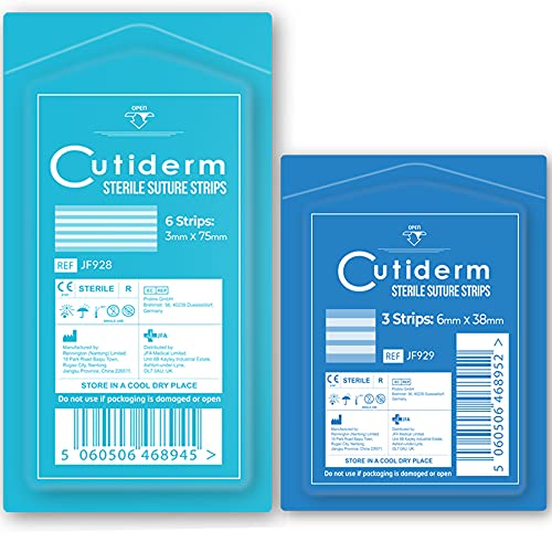 Cutiderm Sterile Skin Wound Closure Suture Strips, 4 Sizes - 150 Strips